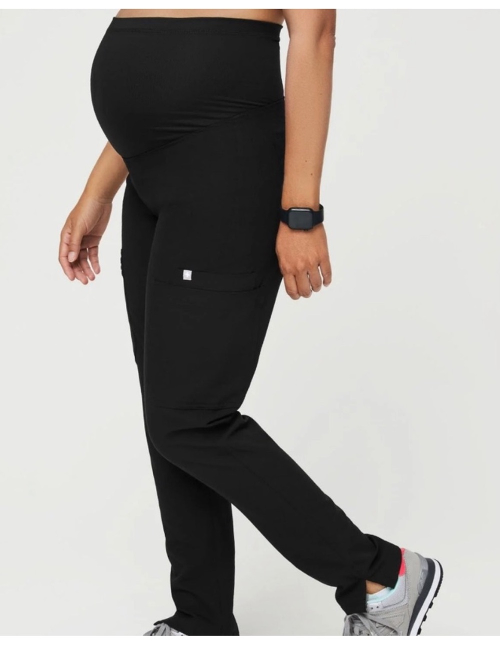 Figs Yola Maternity Pants Scrubs Black Skinny Tapered Leg